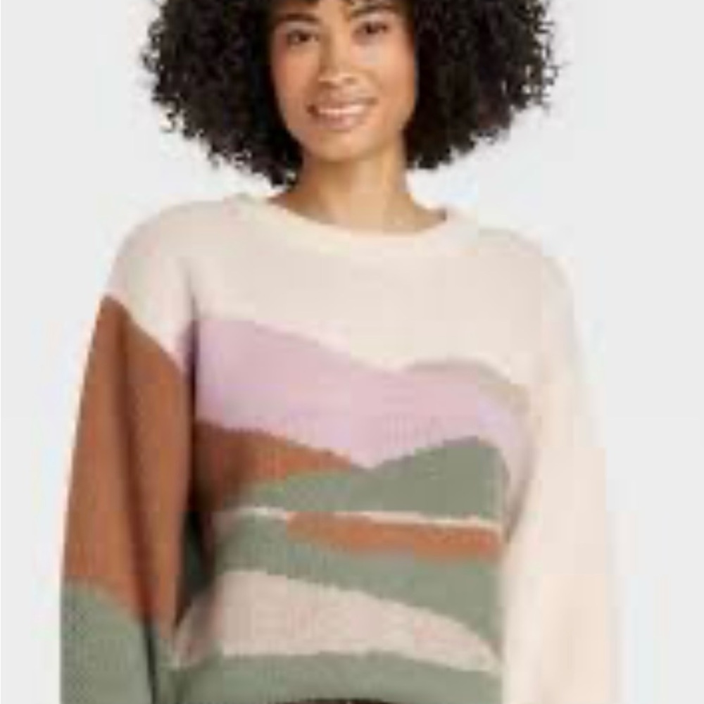 Universal Thread Multicolor Landscape Knit Sweater - image 1